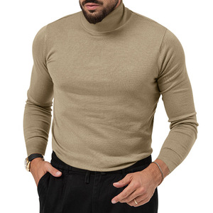 Pulls tricotés à col roulé pour hommes <span class=keywords><strong>Pull</strong></span> à manches longues Tricots <span class=keywords><strong>Pull</strong></span> à la mode Solide Slim Fit Sweatshirts - Product Image 3