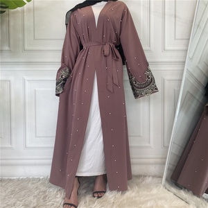 1684 #   Abaya élégante de luxe brodée de perles pour le Ramadan à Dubaï – Vêtements islamiques modestes pour femmes musulmanes - Product Image 3