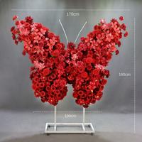 Mur de fleurs artificielles réalistes en soie, 8 pieds, pour mariages, hôtels, points photo, mur de fleurs 5D, rose, rouge, papillon