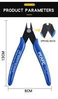 Pince coupante diagonale électrique OEM personnalisée en acier à haute teneur en carbone, poignées en caoutchouc souple, longueur de mâchoire 130 mm, pour sertissage de circlips