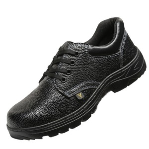 Chaussures de sécurité basses pour hommes avec embout en acier, tige en cuir, semelle en caoutchouc anti-choc, résistantes à la perforation et antidérapantes - Product Image 1