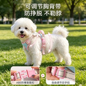 Correa para mascotas con alas de ángel, estilo chaleco ajustable para perros pequeños, uso en las cuatro estaciones, rosa y amarillo - Product Image 3