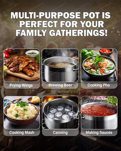 Ollas de Cocina de Acero Inoxidable Comerciales Duraderas de Diseño Clásico de 15-100 cm, Aptas para Gas e Inducción, en Oferta - Product Image 5