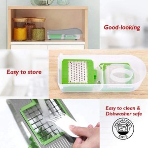 Picador de Verduras Ecológico de 5 Cuchillas con Recipiente, Libre de BPA, Cortador Manual Multifuncional para Preparación de Ensaladas - Product Image 4