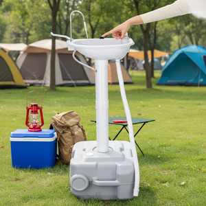 Lavabo portable d'extérieur avec une capacité de 20 L, fonctionnant sur batterie, <span class=keywords><strong>porte</strong></span>-serviettes et distributeur de savon <span class=keywords><strong>pour</strong></span> le camping et les événements - Product Image 3