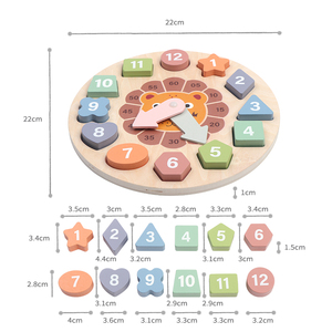 Jouet d'apprentissage Montessori en bois en forme de lion, horloge de tri, puzzle éducatif pour la numération et la cognition du <span class=keywords><strong>temps</strong></span> pour enfants - Product Image 5
