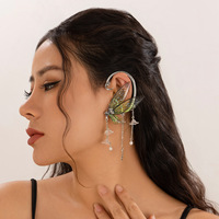Boucles d'oreilles pendantes en alliage en forme de papillon, style elfe Mori, inspirées de l'Amérique du Nord, avec pampilles et pierres naturelles, pour le marché transfrontalier