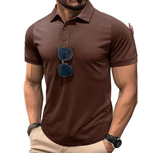 Polo informal de secado rápido para hombre, camisa de Golf deportiva con cuello de explosión con decoración de botones, tela estampada de tamaño XL - Product Image 5