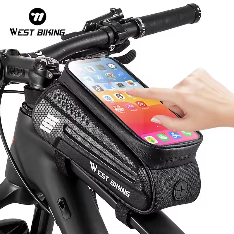 West Biking Bicycle Bag Cycling Top Front Tube Frame Bag Waterproof Colorful Phone Sport Storage Touch Screen Mtb Road Bike Bags