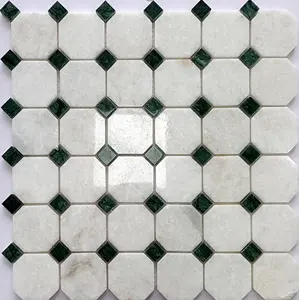 300*300 Retro Octagon Matte White Mosaic Tile Marble Luxury Modern Shower Bathroom Background Wall Tile Floor Tile