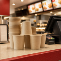 Gobelets en papier kraft à paroi simple 6oz, jetables, pour café chaud, avec logo personnalisé imprimé, écologiques