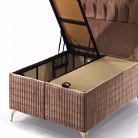Lit moderne en bois de pin massif Nouveau design Lit double simple King escamotable avec tissu doux pour chambre à coucher Mobilier de maison