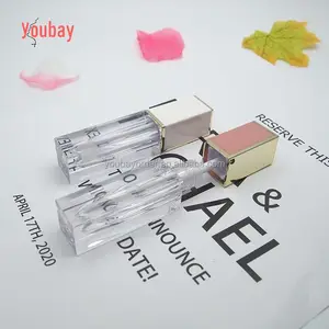 2021 nouveaux contenants d'emballage de brillant à lèvres vide blanc paillettes de luxe or rose tubes de brillant à lèvres carrés 5ml