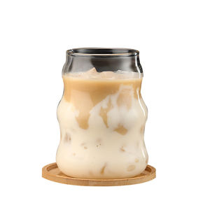 Vaso de paja de vidrio <span class=keywords><strong>Pyrex</strong></span> de alta calidad, vasos creativos de vidrio en blanco con tapa de Bambú - Product Image 1