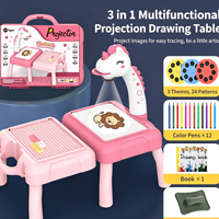 Grande Table de Dessin et de Construction en Plastique pour Enfants, Motif Cerf de Dessin Animé, avec Diapositives, pour Gribouiller et Écrire, pour 5 à 7 Ans