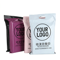 Enveloppe d'expédition en plastique PE rose avec logo imprimé personnalisé, poignée durable en polyéthylène, sac pour coursiers avec poignée
