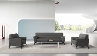 Ensemble de canapés de bureau exécutifs en cuir, modernes, écologiques, durables, avec cadre en bois et pieds en métal, siège individuel
