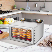 Déshydrateur alimentaire à 6 plateaux avec bouton de contrôle et corps en acier inoxydable