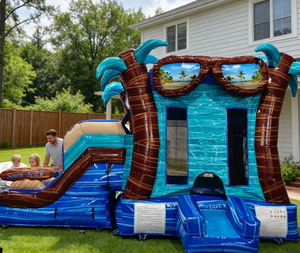 Vente de châteaux gonflables géants de la jungle, château gonflable South Beach 5-1 Combo, château gonflable en forme de palmier, château gonflable - Product Image 5