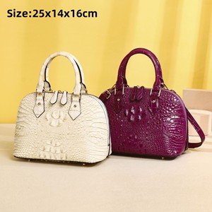 Sac bandoulière femme forme coquille motif crocodile os de poisson fermeture éclair poche cachée style luxe léger - Product Image 3
