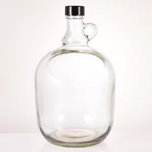 热卖可回收透明加州玻璃种植者壶葡萄酒储存3000毫升100盎司带手指手柄的玻璃瓶