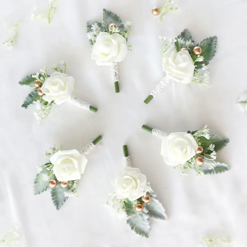 Beliebte Morandi Farbe Hochzeit Braut und Bräutigam Brosche Bankett ins Stil Simulation Blumen für die Hochzeit