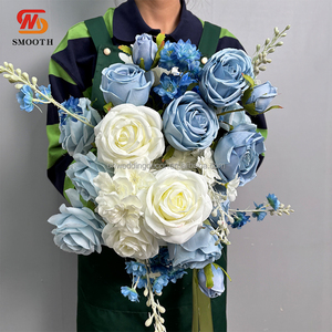Bouquet nuziale rosa unico liscio per la sposa a cascata da sposa vero tocco Babybreath fiore di nozze - Product Image 5