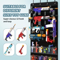 Organisateur de rangement suspendu en PVC pour jouets, à fixer sur la porte, avec poches et sangles auto-agrippantes, emballage en polybag pour lanceurs de mousse et fléchettes