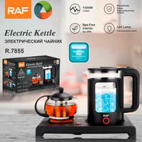 Ensemble de plateau pour cafetière et théière Keep Warmer, bouilloire à rotation à 360 degrés avec plateau à thé, bouilloire électrique en verre