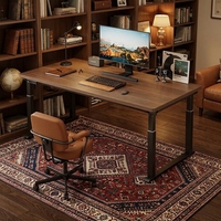 Bureau debout électrique réglable en hauteur à double moteur et 4 pieds en bois massif pour la maison et le bureau