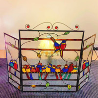 Paravent en verre coloré de style Tiffany, verre décoratif pour cheminée