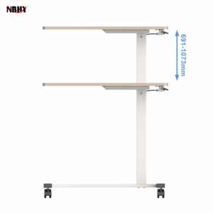 Bureau mobile pneumatique à hauteur réglable à deux plates-formes avec roues, station de travail assise roulante - Product Image 4