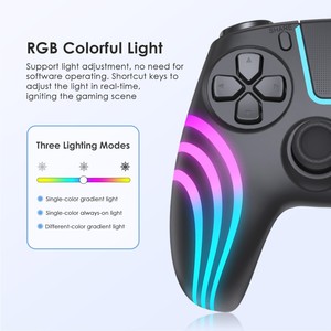 בקר משחק אלחוטי BT עבור PS4 עם תאורת RGB, רטט כפול, מסך מגע, ג'ויסטיק אפקט הול, חומר ABS למחשב - Product Image 3