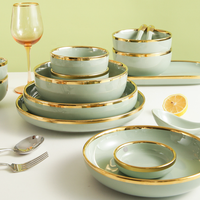 Ensemble de vaisselle et de couverts de luxe nordique en céramique pour la maison, ensemble de bols à soupe, ensemble de bols de haute valeur, livraison directe