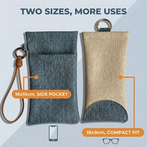 Estuche ligero de lino para <span class=keywords><strong>gafas</strong></span> de sol, funda para <span class=keywords><strong>gafas</strong></span> con correa para la muñeca y anillo para colgar, soporte compacto para <span class=keywords><strong>gafas</strong></span> para hombres y mujeres - Product Image 2