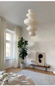 Vintage Home Decoration <strong>Rice</strong> Paper Pendant Lamp Unique Shape Paper Hanging <strong>Light</strong> for Hotel Living Room - Product Image 6