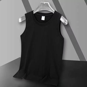 เสื้อกล้ามผู้ชายผ้าฝ้ายริบเนื้อนุ่ม ระบายอากาศดี สีพื้น คอกลม ใส่สบาย เหมาะสำหรับใส่ในบ้าน ออกกำลังกาย ฟิตเนส ขายดี - Product Image 1
