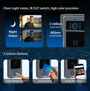 Trudian 7 pulgadas visión nocturna puerta entrada <span class=keywords><strong>2</strong></span> sistema de intercomunicación con cable RFID desbloquear Cámara timbre puerta Teléfono para casa Villa - Product Image 1