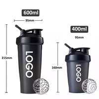Bouteille de shaker à protéines personnalisée de 400 ml en plastique, anti-fuite, avec boule mélangeuse, sans BPA, pour le sport, la remise en forme et la salle de sport