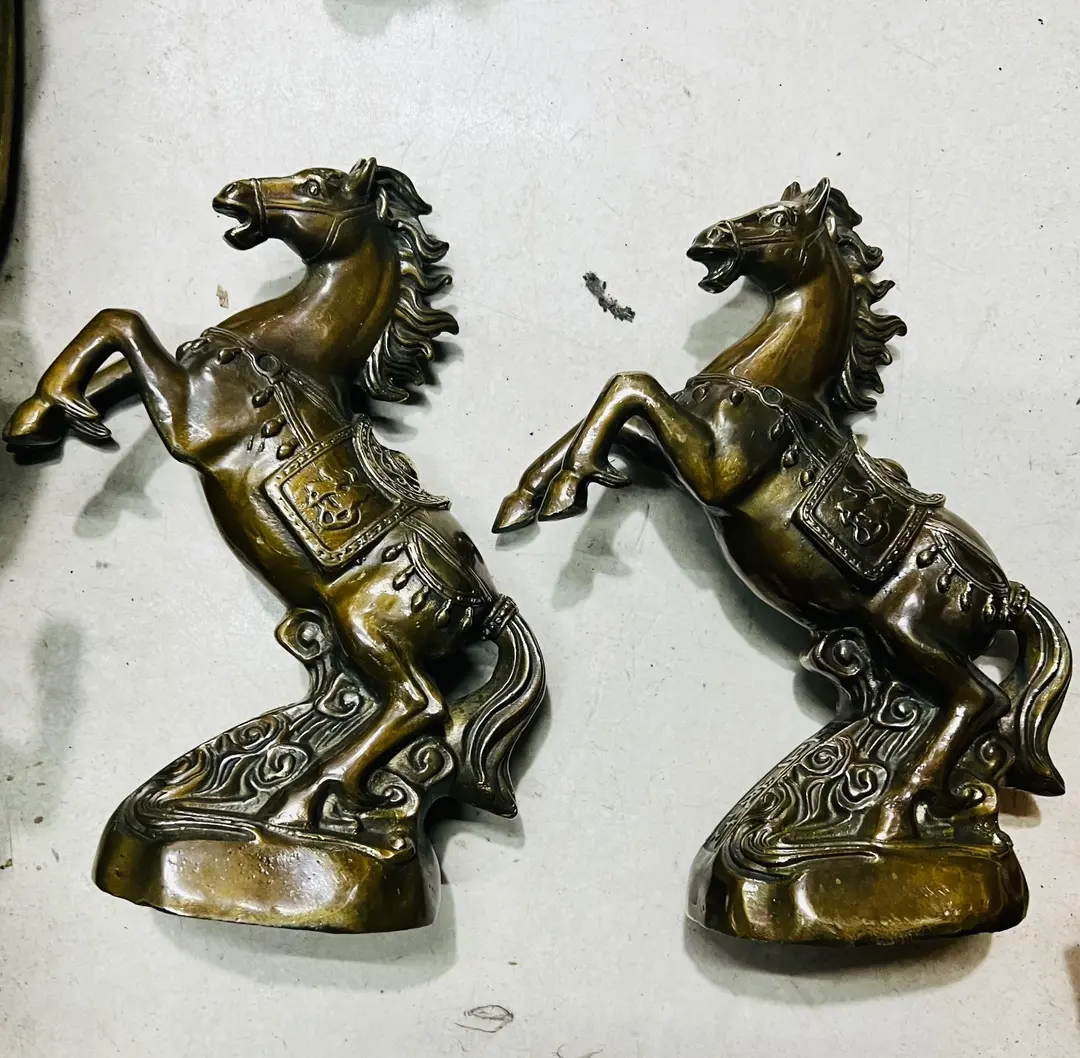 Antique Brass Bodhisattva Statue Copper Metal Successful Horse Tibetan Buddha Sculptures Figurine Statue Home Gift Items