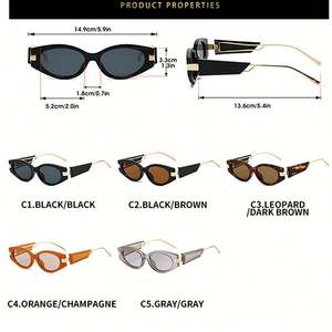 Gafas de Sol Personalizadas con Logotipo, Modelo 2025, Montura Pequeña Cuadrada, Protección UV400, Estilo Ojo de Gato, Metálicas, para Hombre y Mujer - Product Image 5