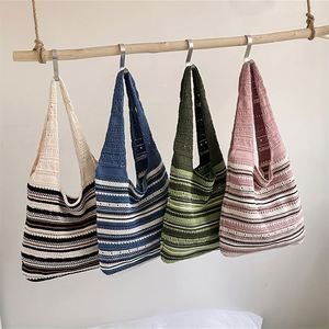 Sacs fourre-tout à rayures grande capacité, sacs à bandoulière de haute qualité pour filles, sacs de plage pour femmes - Product Image 2