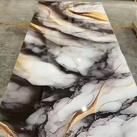 Panneaux muraux en PVC UV effet marbre, imperméables, ignifuges, revêtements muraux intérieurs, panneaux décoratifs avec design personnalisé doré