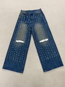 Pantalones Vaqueros Desgastados con Tachuelas, Estilo Vintage, para Hombre, Super Holgados, Estilo Vaquero, Color Azul - Product Image 1