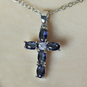 Collana con ciondolo ovale blu per donna, gioielli semplici e alla moda, regalo per l'uso quotidiano - Product Image 3