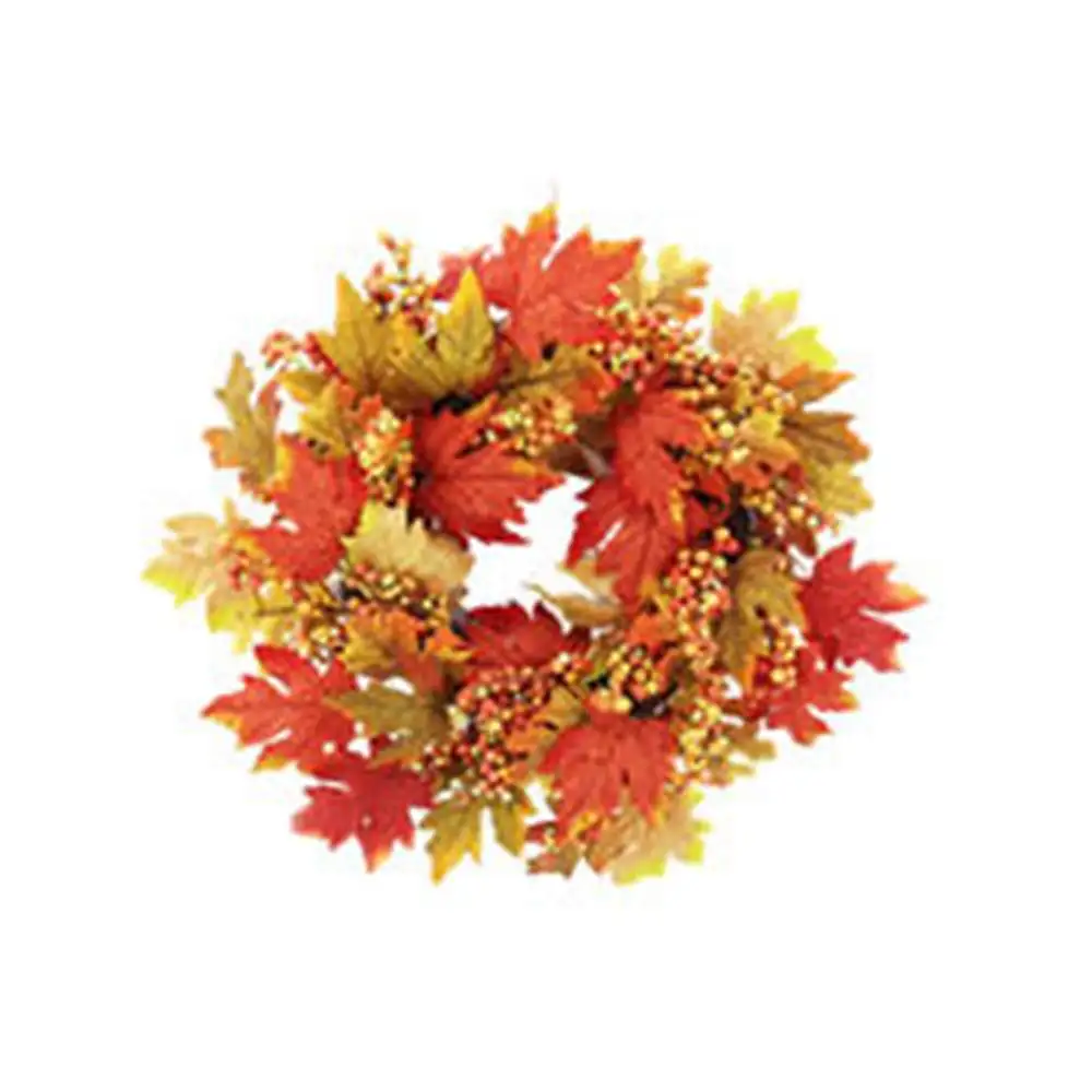 Led Lights Harvest Wreaths Maple Leaves Wreaths Artificial Maple Leaves Berry Thanksgiving Autumn Fall Wreath For Front Door