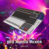 DT8 Nouveau Mixeur Audio Numérique USB 8 Canaux à Bas Prix, Amplificateur de Puissance avec Audio Max Élevé, Mixeur de Studio Métallique Maître