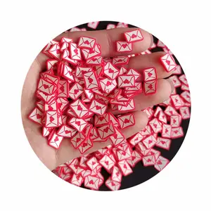 Nuovo 500 creativo g/lotto cuore rosso amore fetta di argilla polimerica spolverata per Nail Art Scrapbook artigianato riempitivo decorazione artigianale