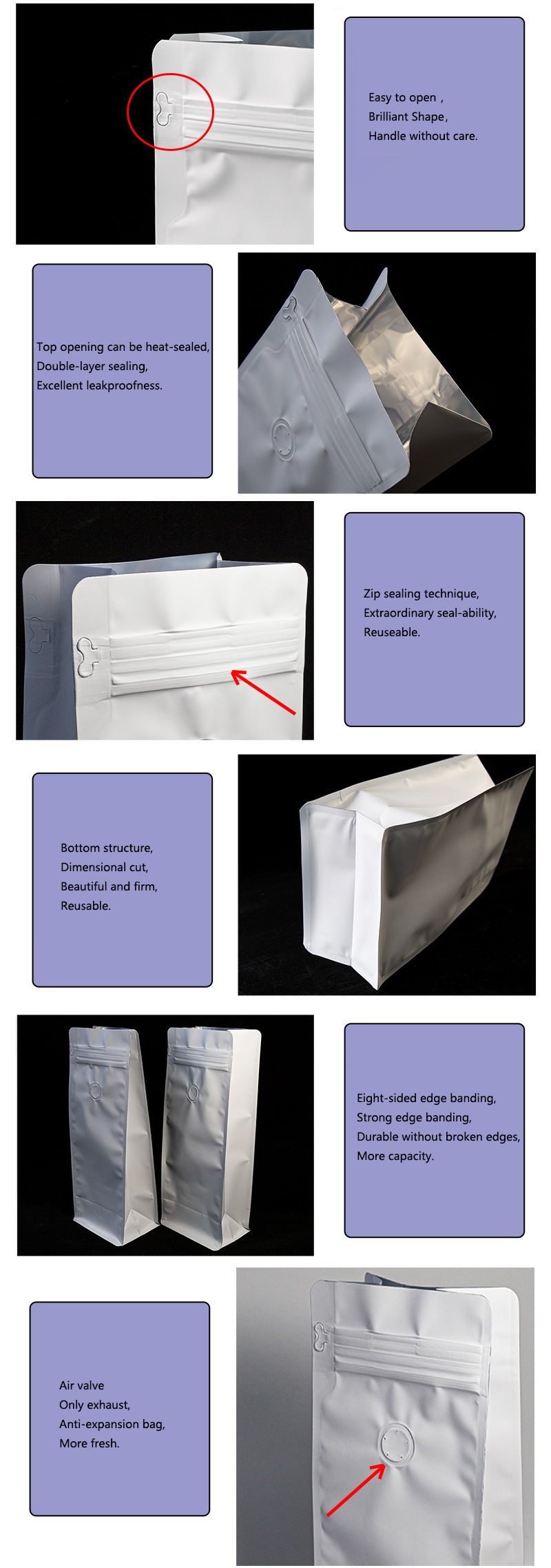 Matte Colored Flat Gusset Square Bottom Zip Lock Stand Up Aluminum Foil Gift Logo Custom Bags With Side Window