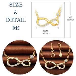 S925 Plata Cubic Zirconia Serpiente Entrelazado Infinito Símbolo Collar de plata pura Collar de oro - Product Image 2